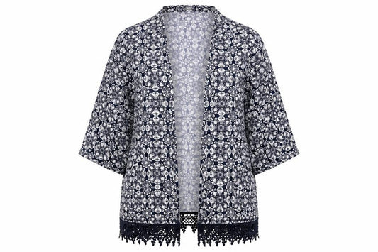 New Look Womens Blue Geometric Jacket Size 14