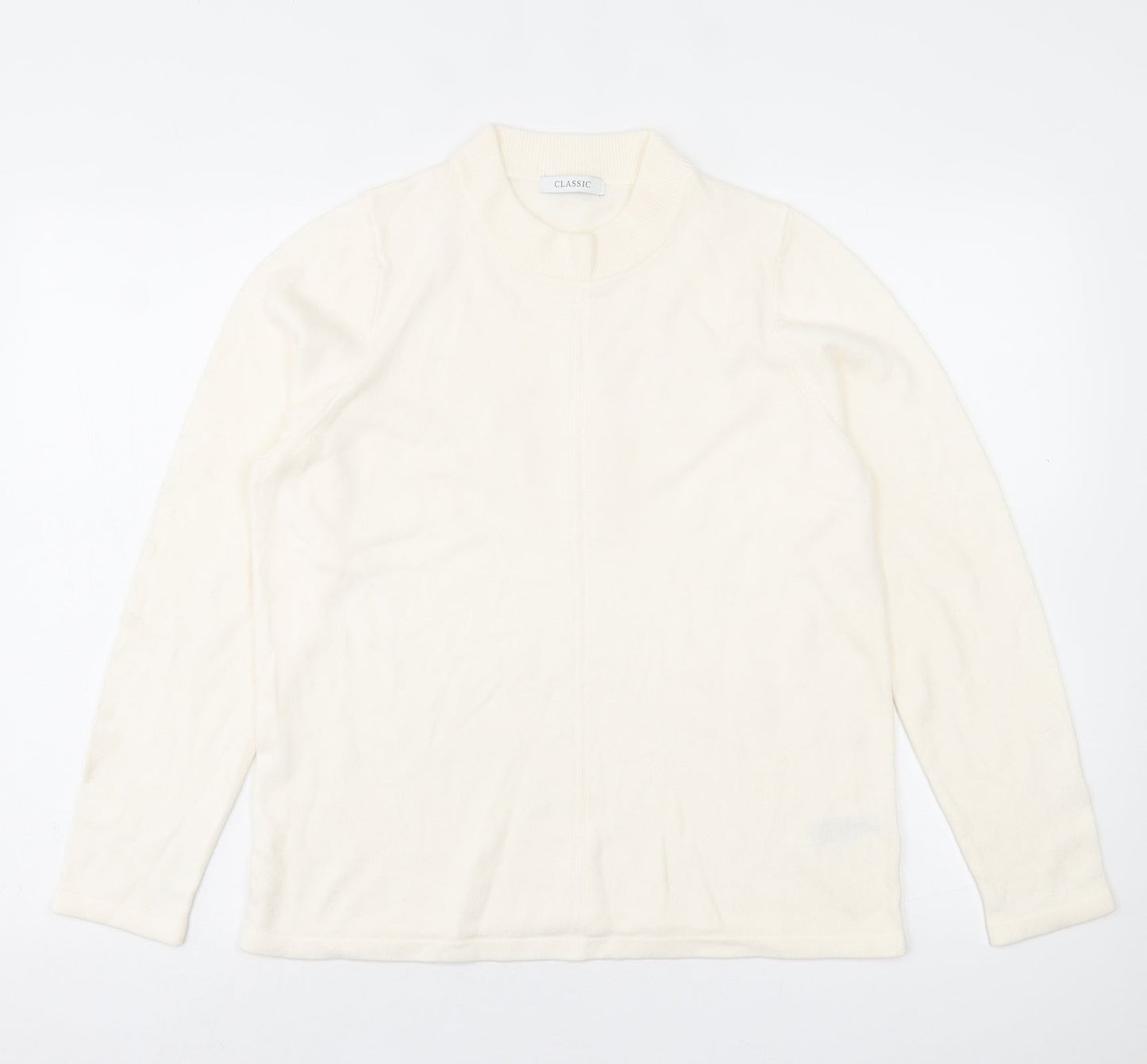 Marks and Spencer Womens Ivory Crew Neck Acrylic Pullover Jumper Size 14