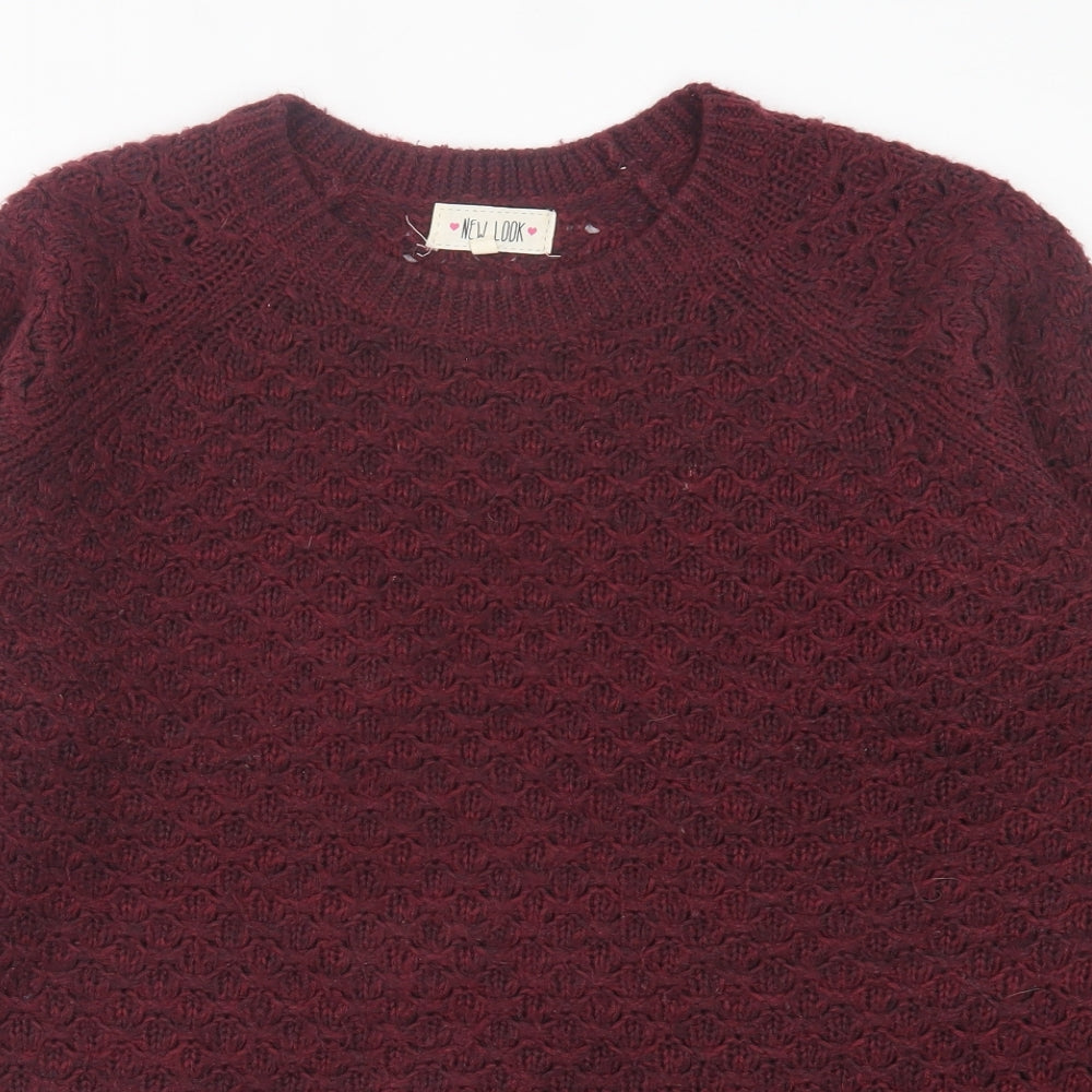 New Look Womens Purple Crew Neck Acrylic Pullover Jumper Size M
