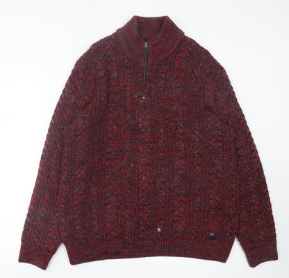 Preloved NEXT Mens Red High Neck Cotton Pullover Jumper Size XL - Front