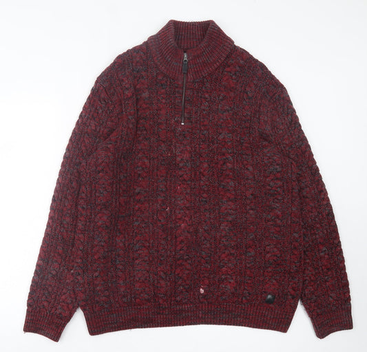 NEXT Mens Red High Neck Cotton Pullover Jumper Size XL