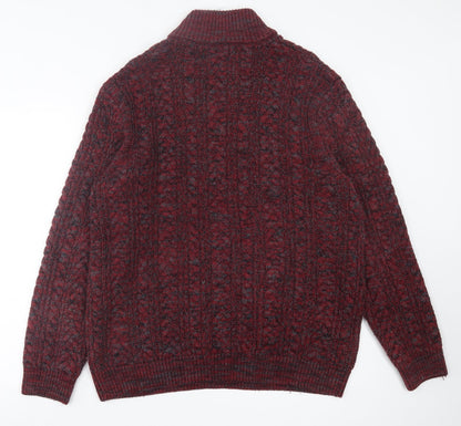 Preloved NEXT Mens Red High Neck Cotton Pullover Jumper Size XL - Back