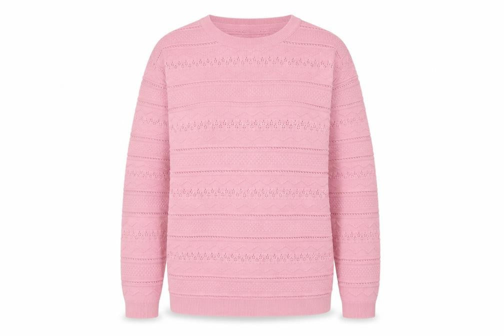 Isle Essentials Womens Pink Crew Neck Acrylic Pullover Jumper Size M