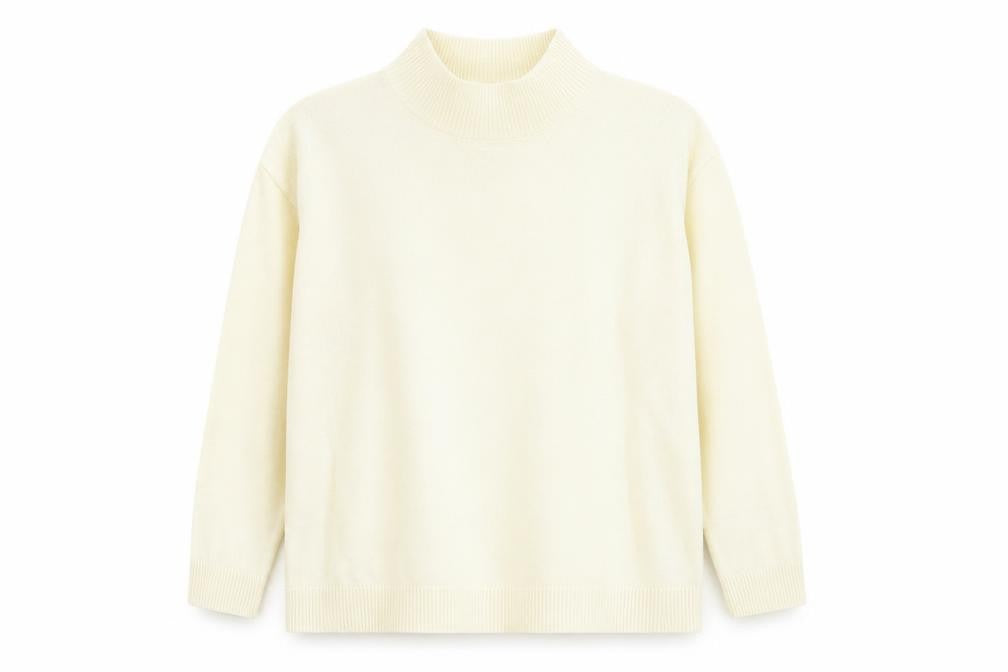 Damart Womens Ivory High Neck Acrylic Pullover Jumper Size 14