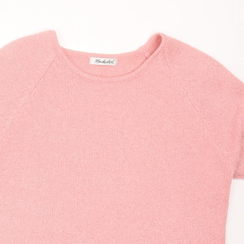 Berkertex Womens Pink Acrylic Basic T-Shirt Size 10 Crew Neck