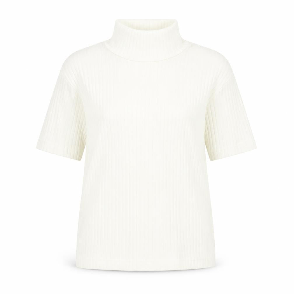 Joie de Vivre Womens Ivory Polyester Basic T-Shirt Size 10 Roll Neck
