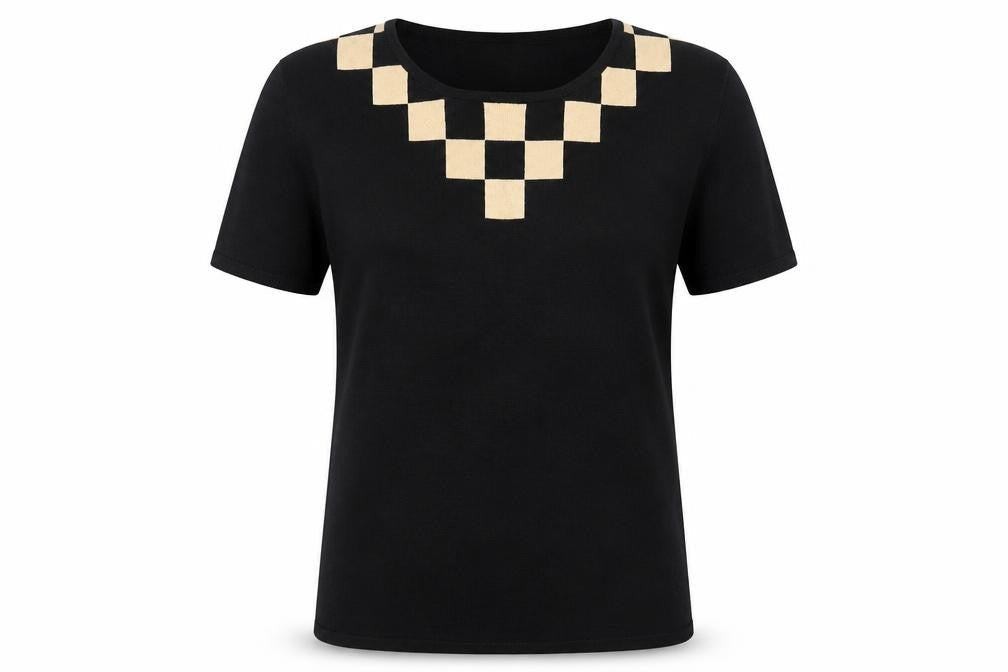 Just Elegance Womens Black Viscose Basic T-Shirt Size L Crew Neck
