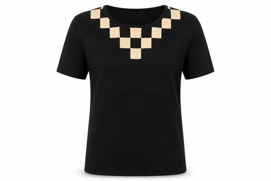 Just Elegance Womens Black Viscose Basic T-Shirt Size L Crew Neck