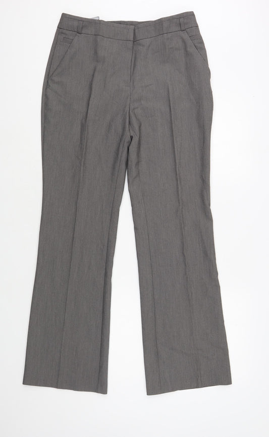 Dunnes Stores Womens Grey Polyester Dress Pants Trousers Size 10 L31 in Regular Hook & Loop
