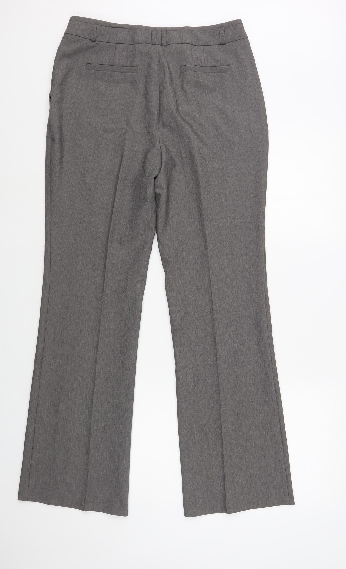 Dunnes Stores Womens Grey Polyester Dress Pants Trousers Size 10 L31 in Regular Hook & Loop