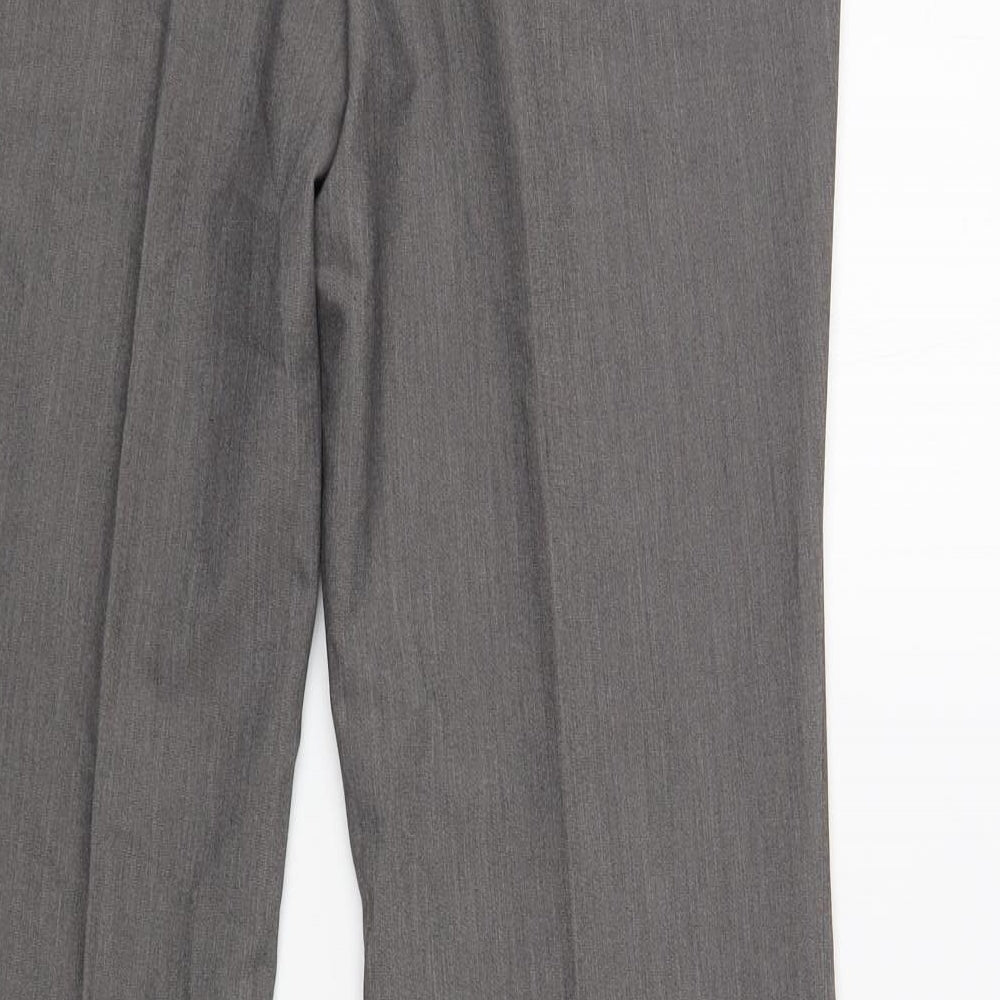 Dunnes Stores Womens Grey Polyester Dress Pants Trousers Size 10 L31 in Regular Hook & Loop