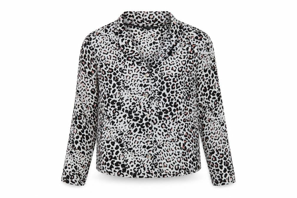 Doroth Womens Grey Animal Print Polyester Camisole Button-Up Size 10 Collared