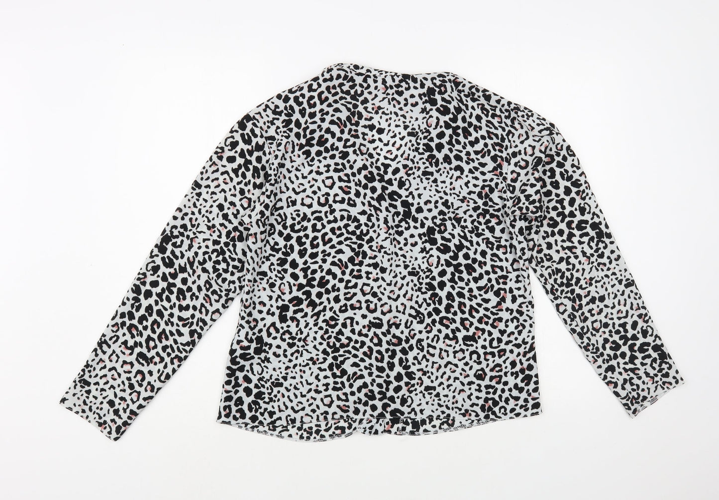 Doroth Womens Grey Animal Print Polyester Camisole Button-Up Size 10 Collared