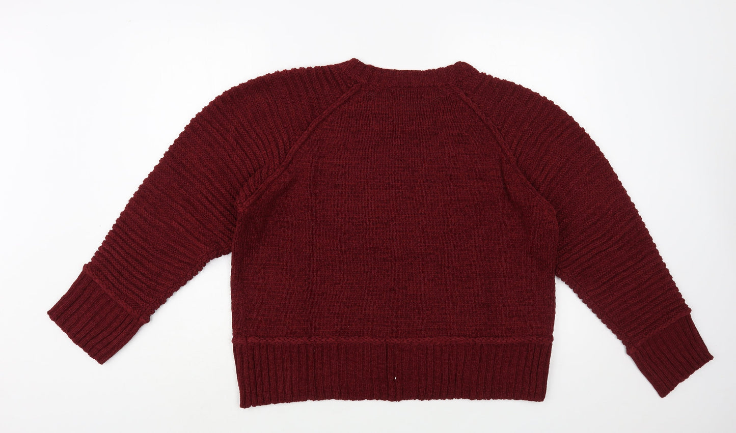 Studio Womens Red Crew Neck Acrylic Pullover Jumper Size 16