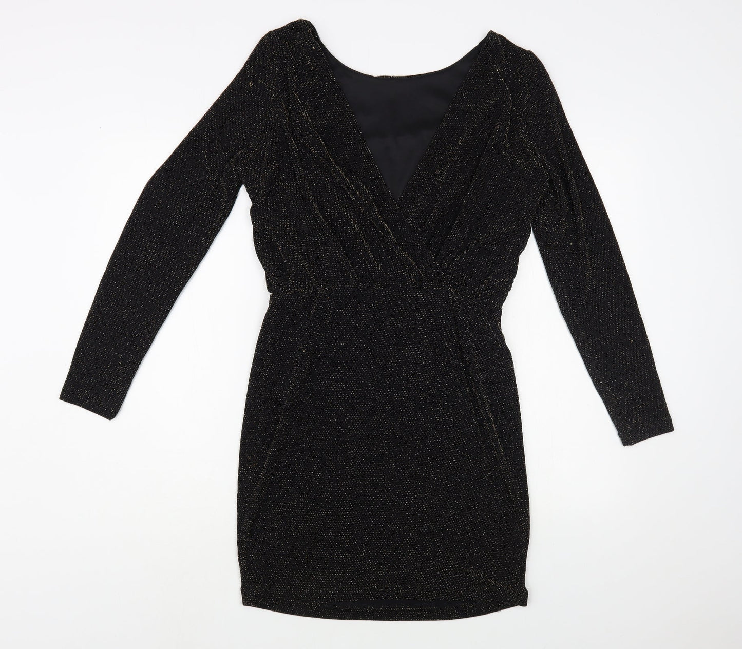New Look Womens Black Nylon Pencil Dress Size 12 Boat Neck