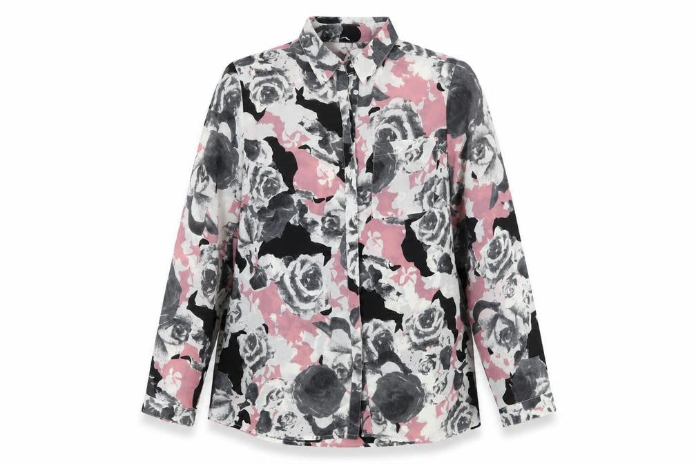 Imitz Womens Multicoloured Floral Polyester Basic Button-Up Size 10 Collared
