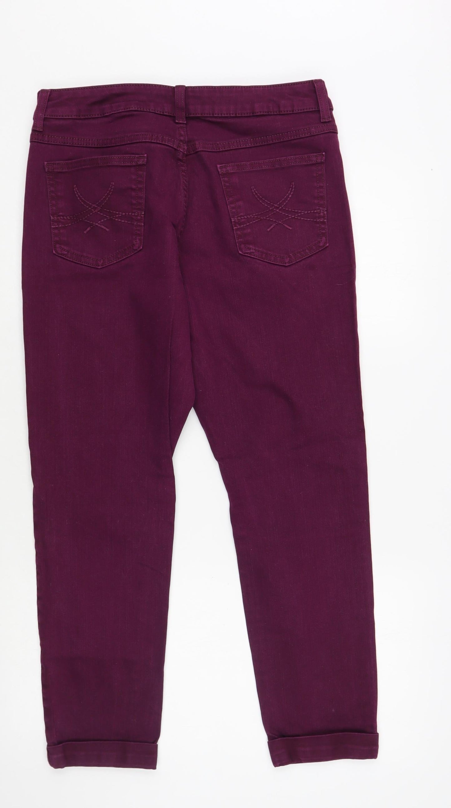 Marks and Spencer Womens Purple Cotton Skinny Jeans Size 10 L27 in Regular Button