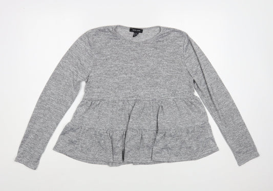 New Look Womens Grey Crew Neck Polyester Pullover Jumper Size M