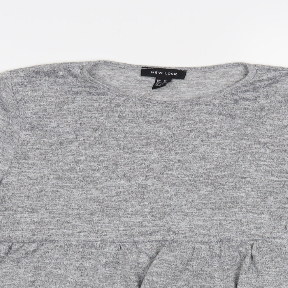 New Look Womens Grey Crew Neck Polyester Pullover Jumper Size M