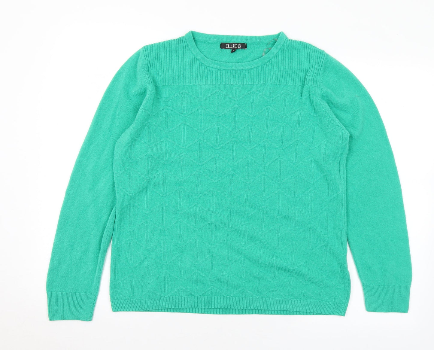 ELLIE B Womens Green Crew Neck Acrylic Pullover Jumper Size XL