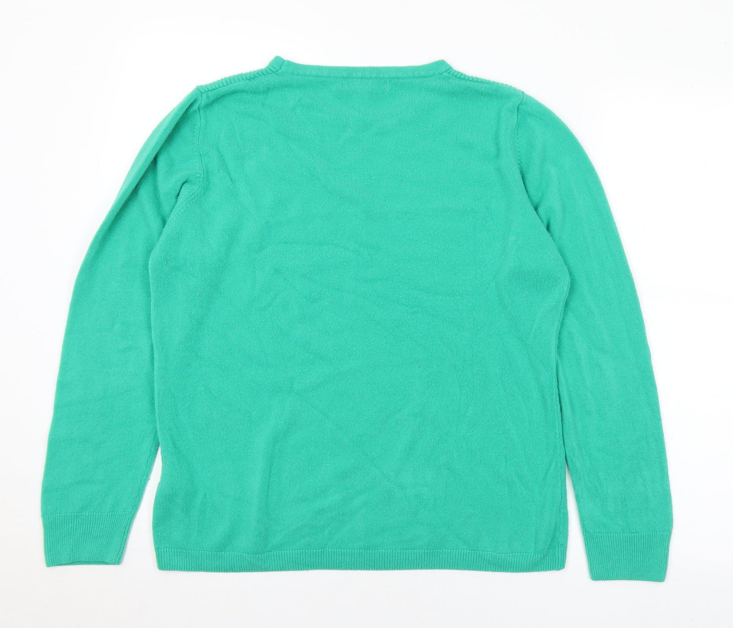 ELLIE B Womens Green Crew Neck Acrylic Pullover Jumper Size XL