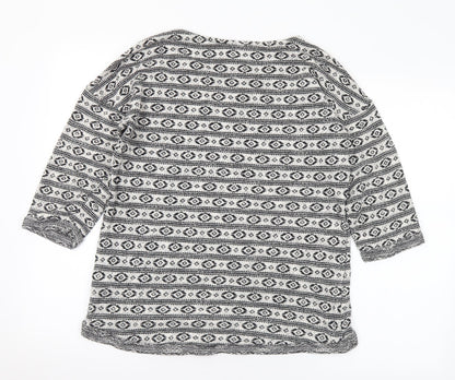 Next Womens Black Round Neck Geometric Acrylic Pullover Jumper Size 12
