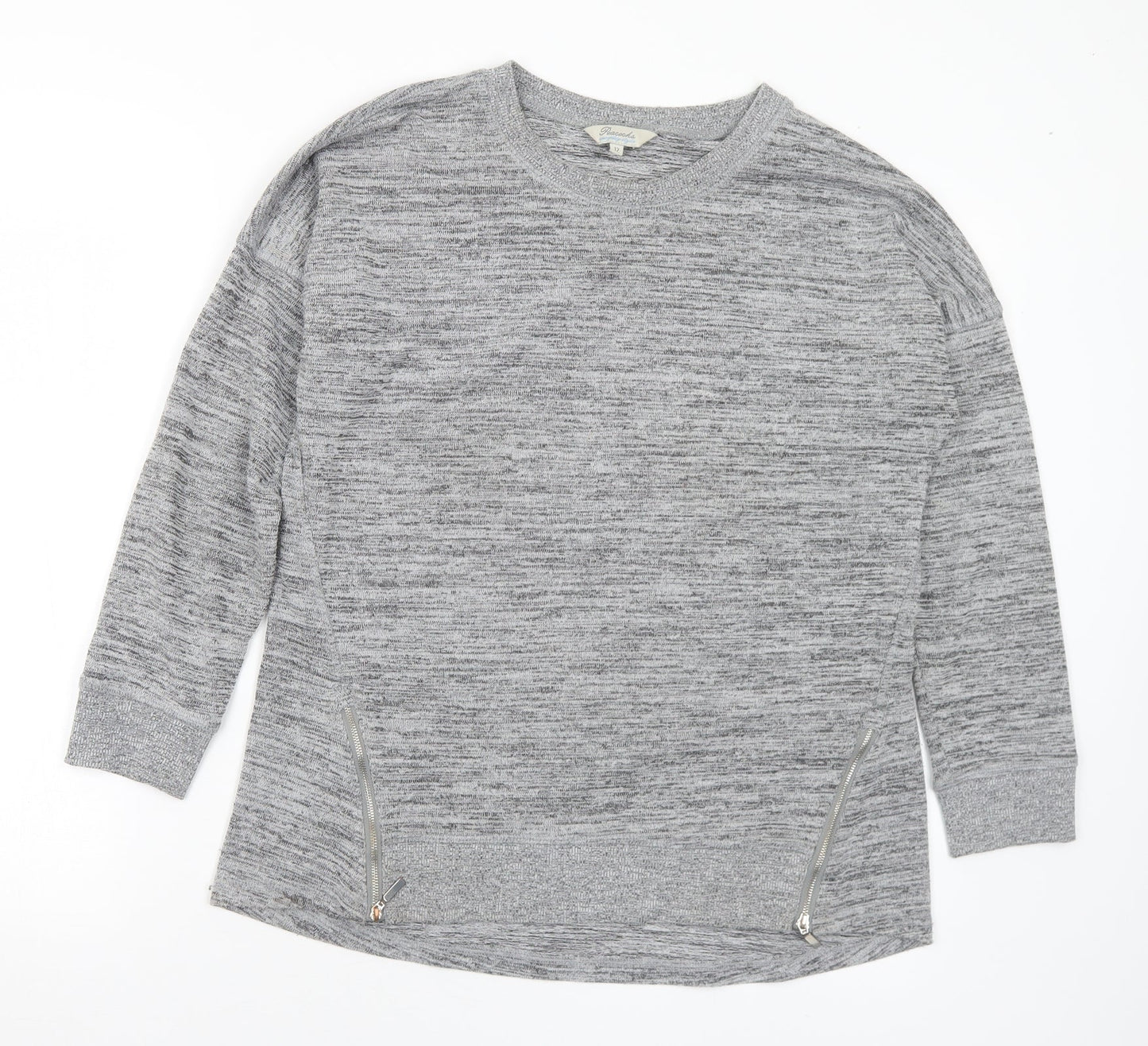 Peacocks Womens Grey Crew Neck Polyester Pullover Jumper Size 12