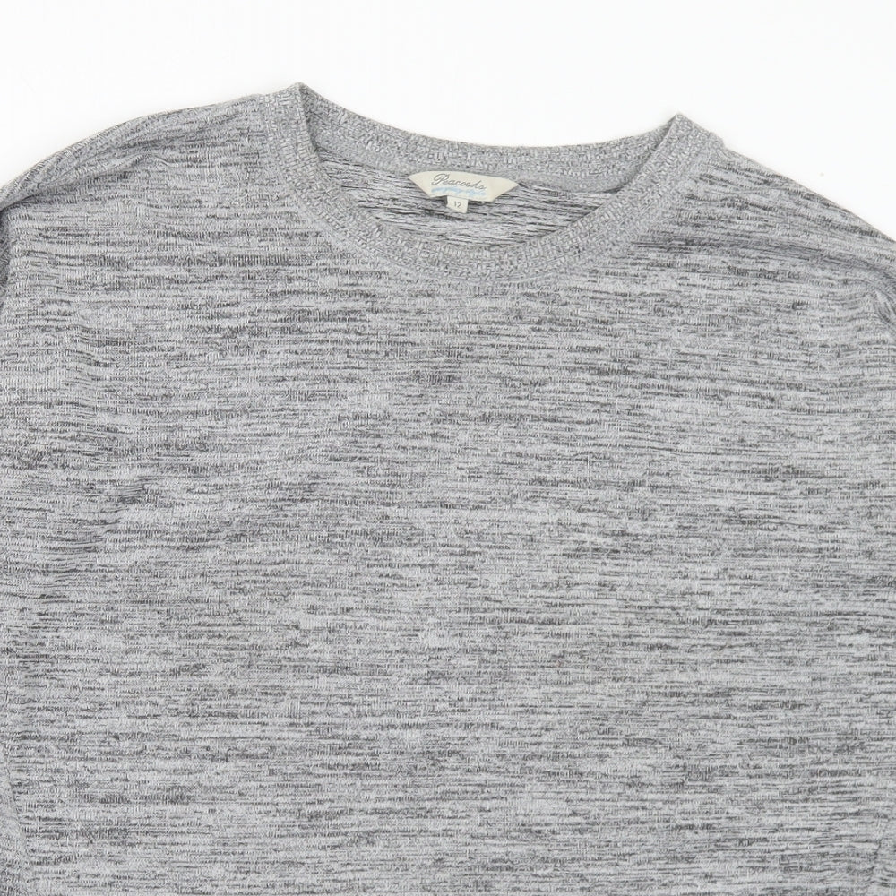 Peacocks Womens Grey Crew Neck Polyester Pullover Jumper Size 12