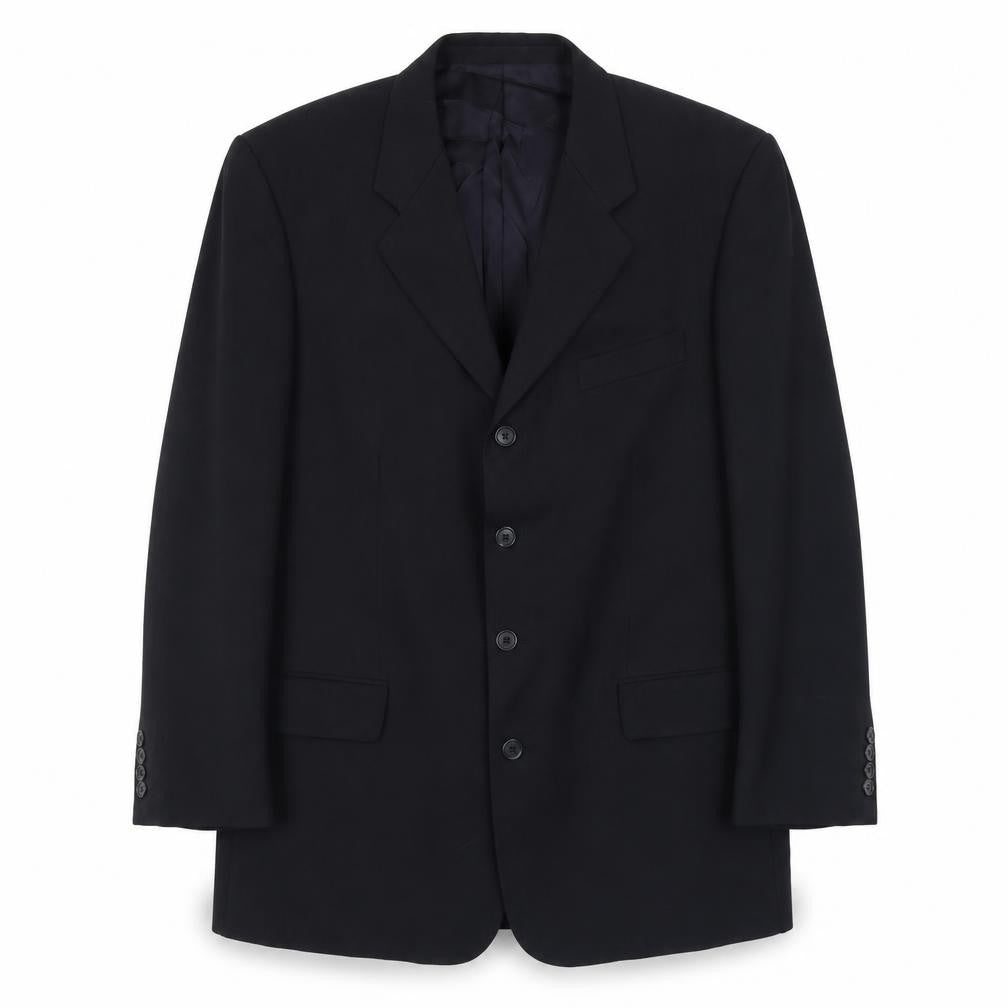 David Moss Mens Black Polyester Jacket Suit Jacket Size 44