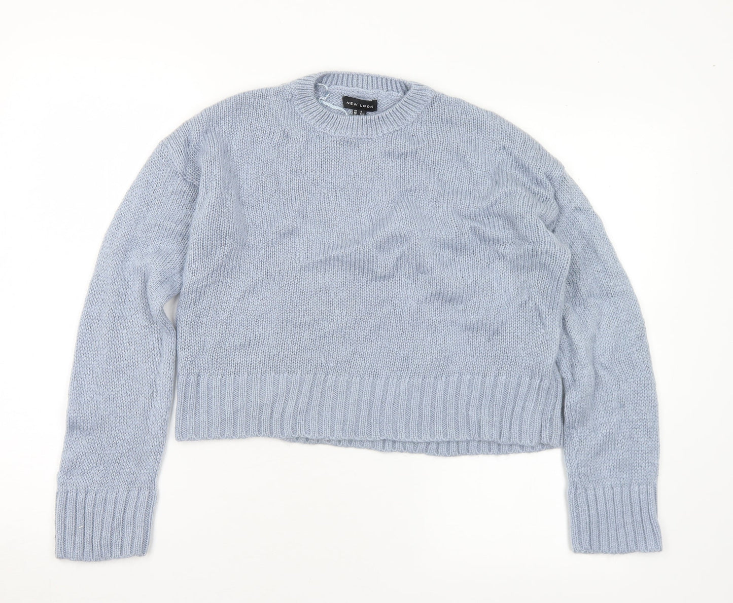 New Look Womens Blue Crew Neck Acrylic Pullover Jumper Size S