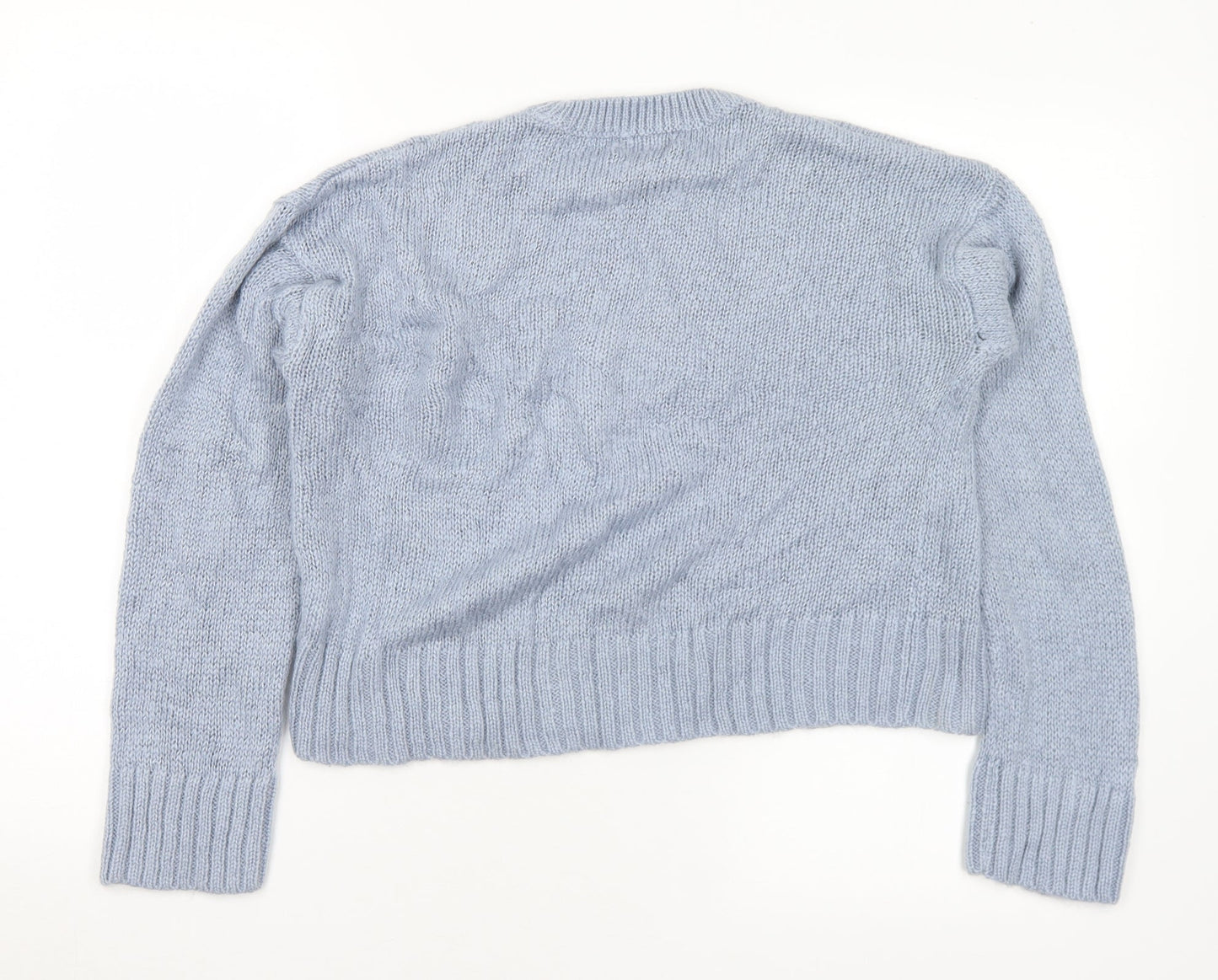 New Look Womens Blue Crew Neck Acrylic Pullover Jumper Size S
