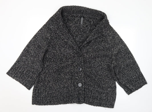 Preworn Womens Grey Collared Acrylic Cardigan Jumper Size 18 - 18-20