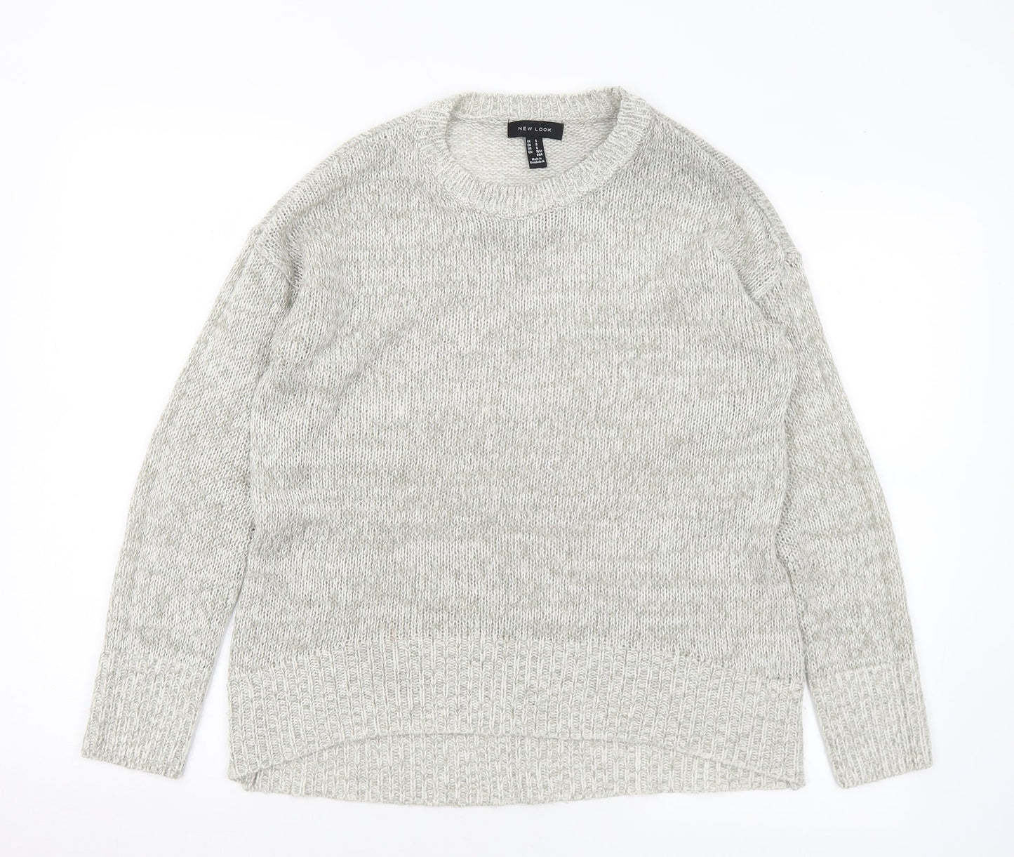 New Look Womens Grey Crew Neck Acrylic Pullover Jumper Size S