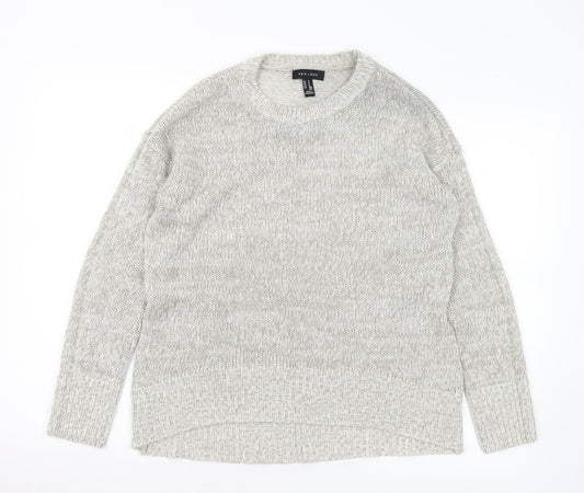 New Look Womens Grey Crew Neck Acrylic Pullover Jumper Size S