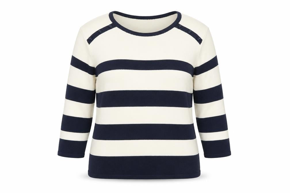 Paramour Womens Blue Round Neck Striped Acrylic Pullover Jumper Size M