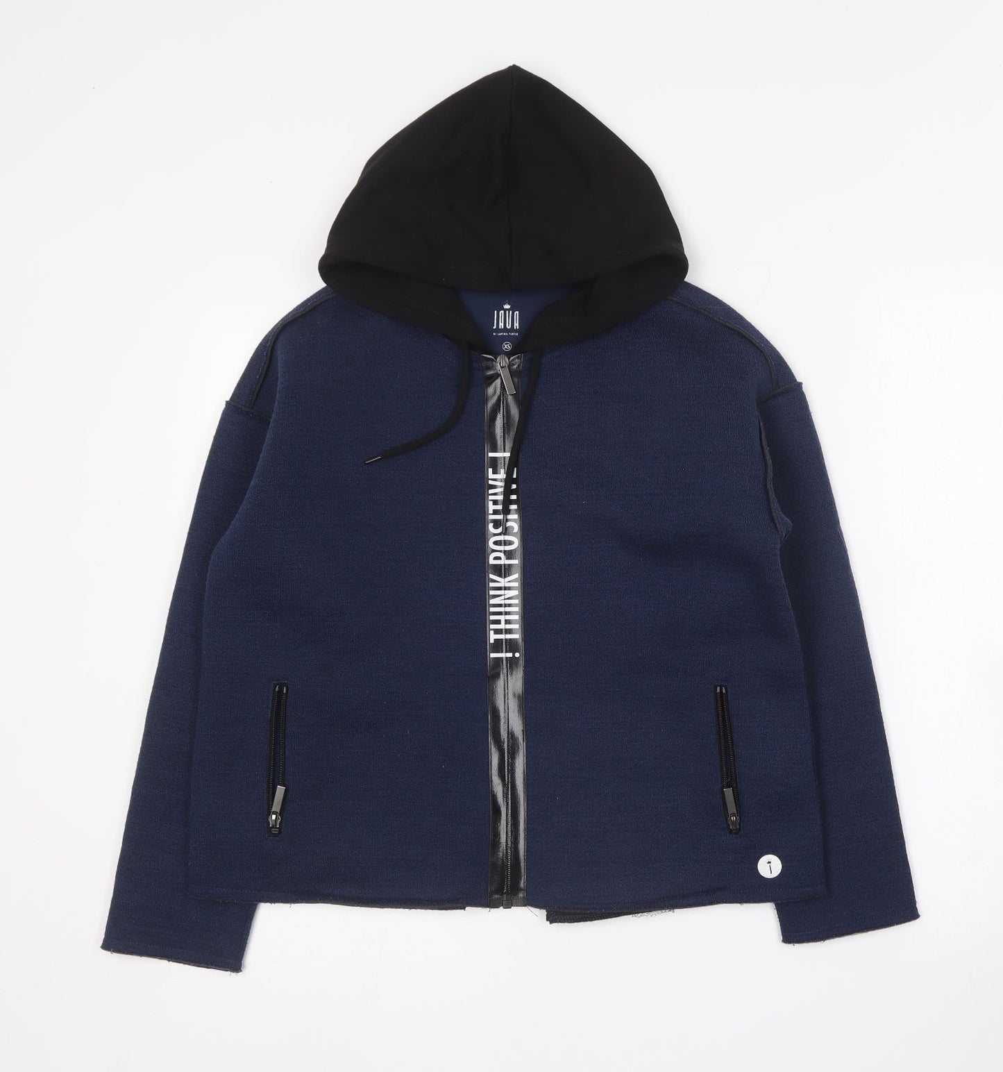 JAVA Womens Blue Polyester Full Zip Hoodie Size XS