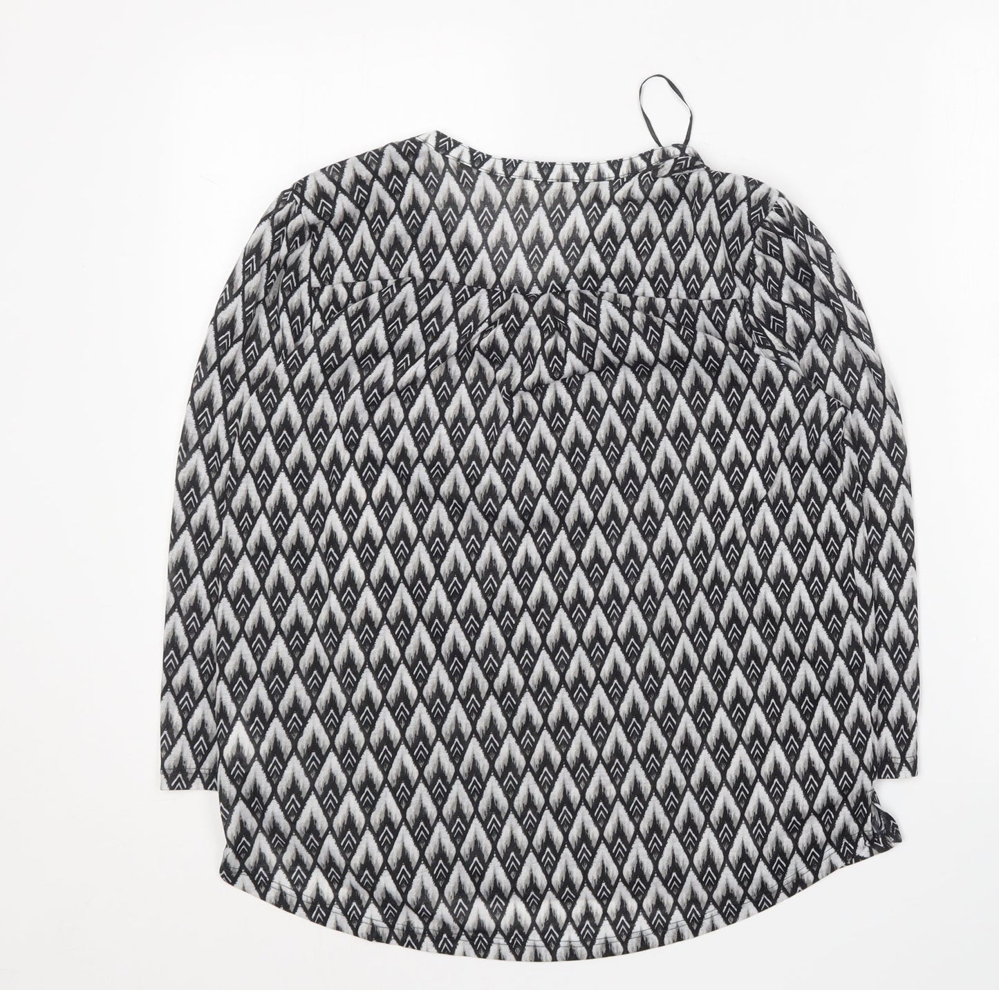 H&M Womens Black Geometric Polyester Basic Blouse Size S Collared