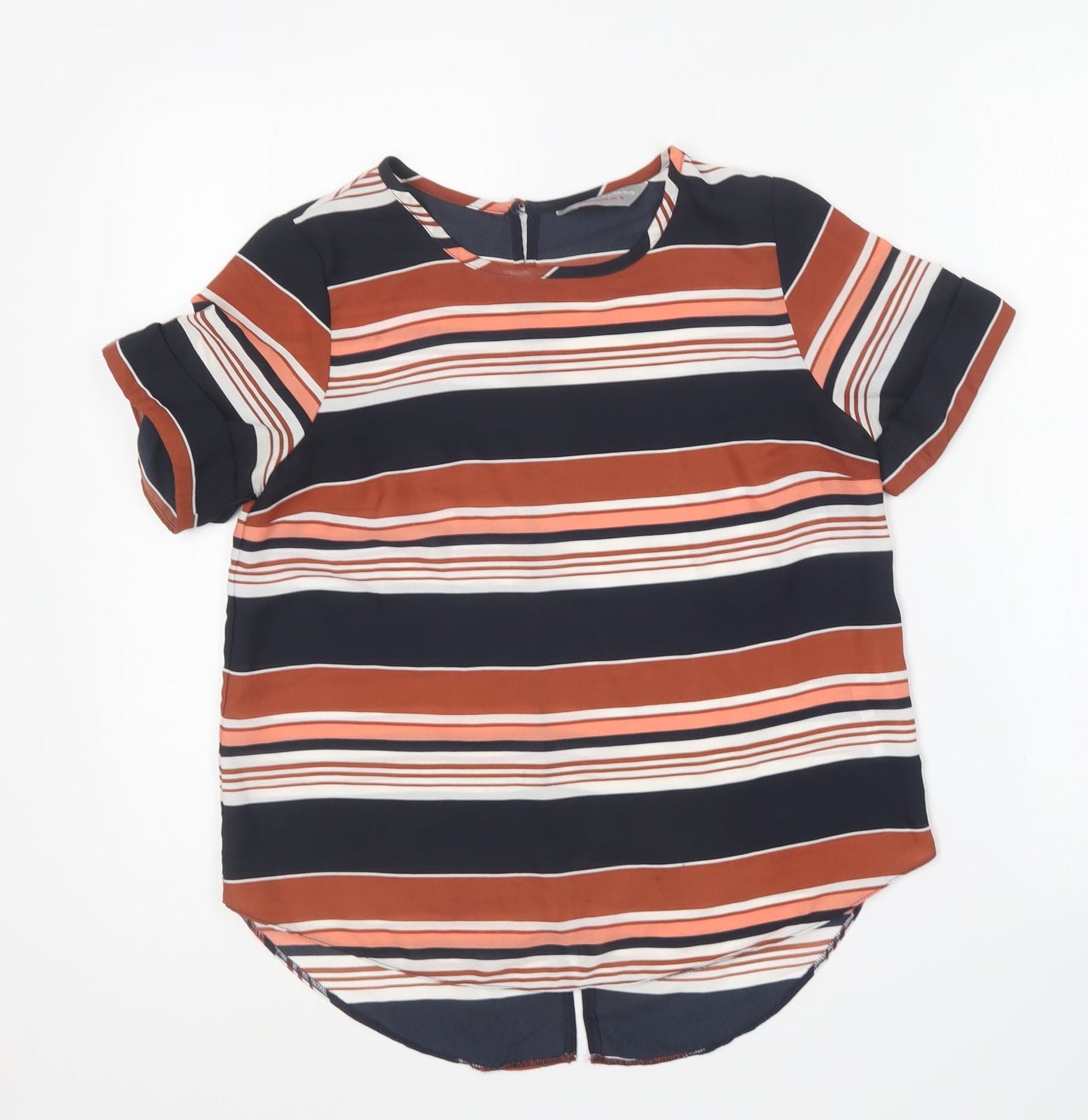 Dorothy Perkins Womens Multicoloured Striped Polyester Basic Blouse Size 8 Round Neck
