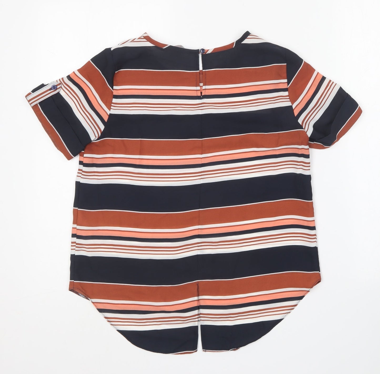 Dorothy Perkins Womens Multicoloured Striped Polyester Basic Blouse Size 8 Round Neck