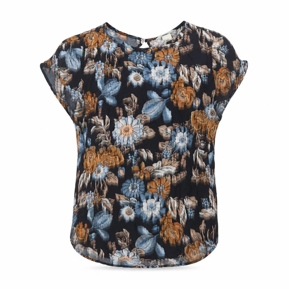 H&M Womens Multicoloured Floral Viscose Basic Blouse Size 6 Round Neck
