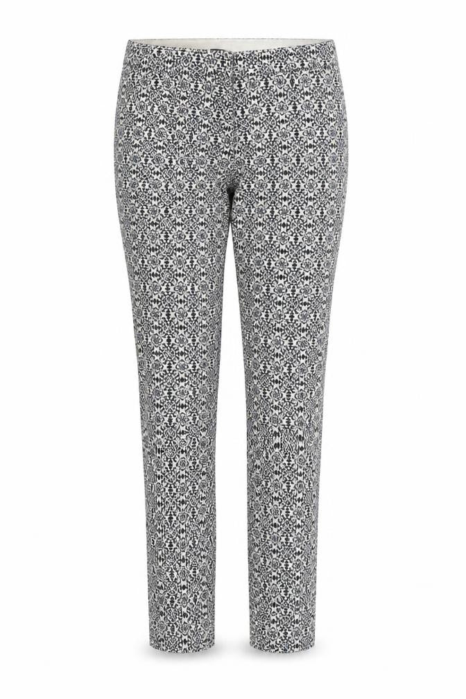 H&M Womens Multicoloured Geometric Cotton Trousers Size 6 L25 in Regular