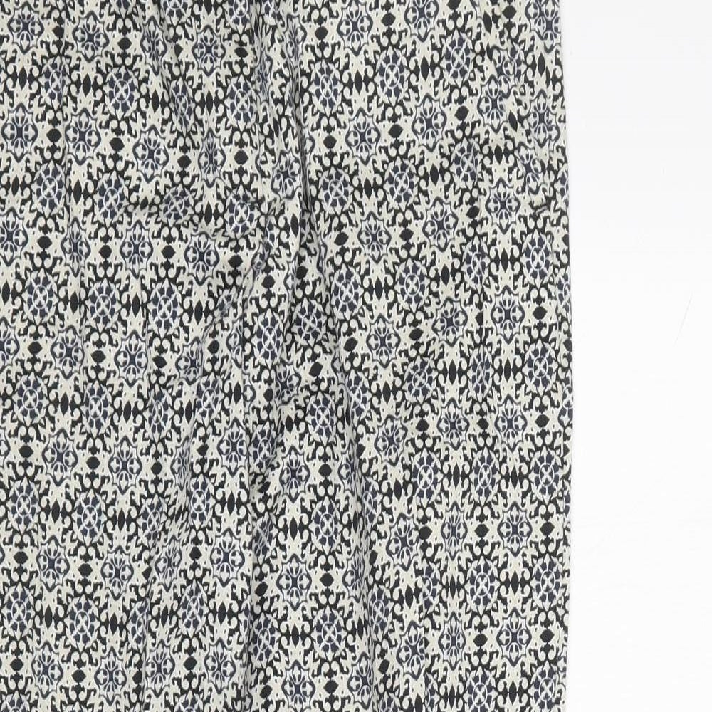 H&M Womens Multicoloured Geometric Cotton Trousers Size 6 L25 in Regular