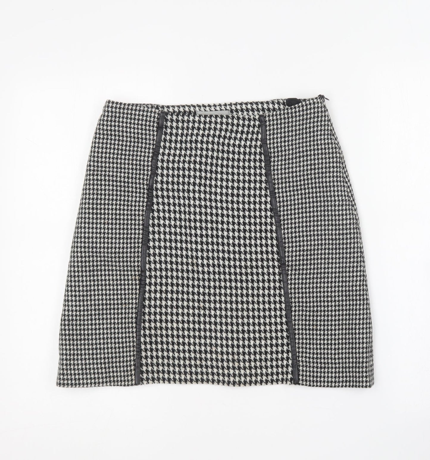 Wallis Womens Black Houndstooth Acrylic Mini Skirt Size 8