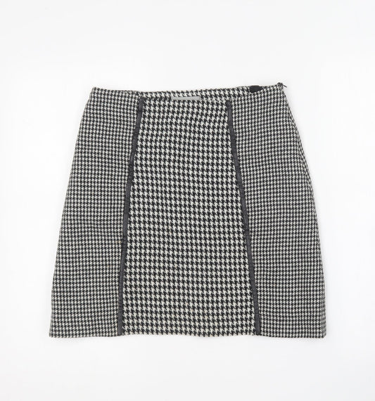 Wallis Womens Black Houndstooth Acrylic Mini Skirt Size 8
