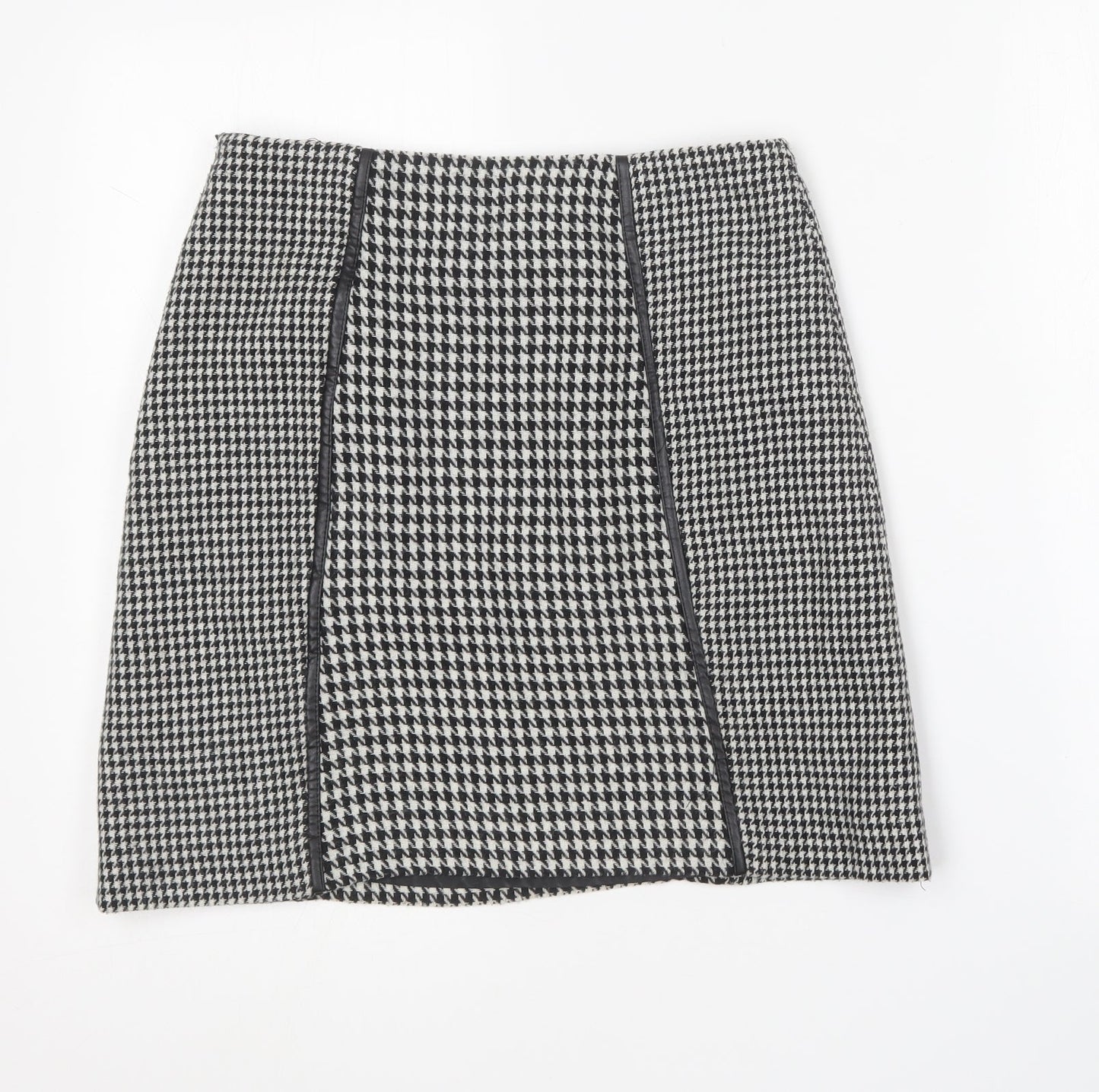 Wallis Womens Black Houndstooth Acrylic Mini Skirt Size 8