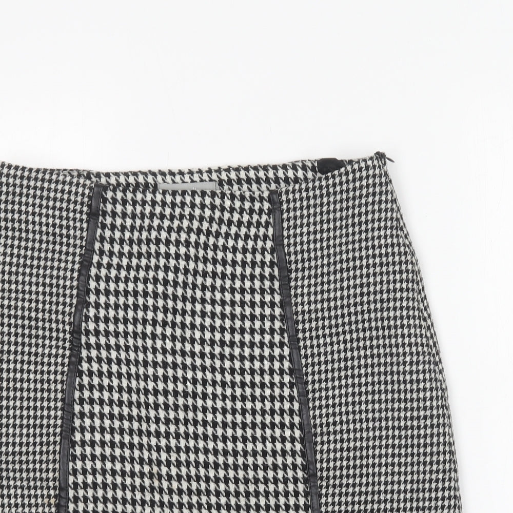Wallis Womens Black Houndstooth Acrylic Mini Skirt Size 8