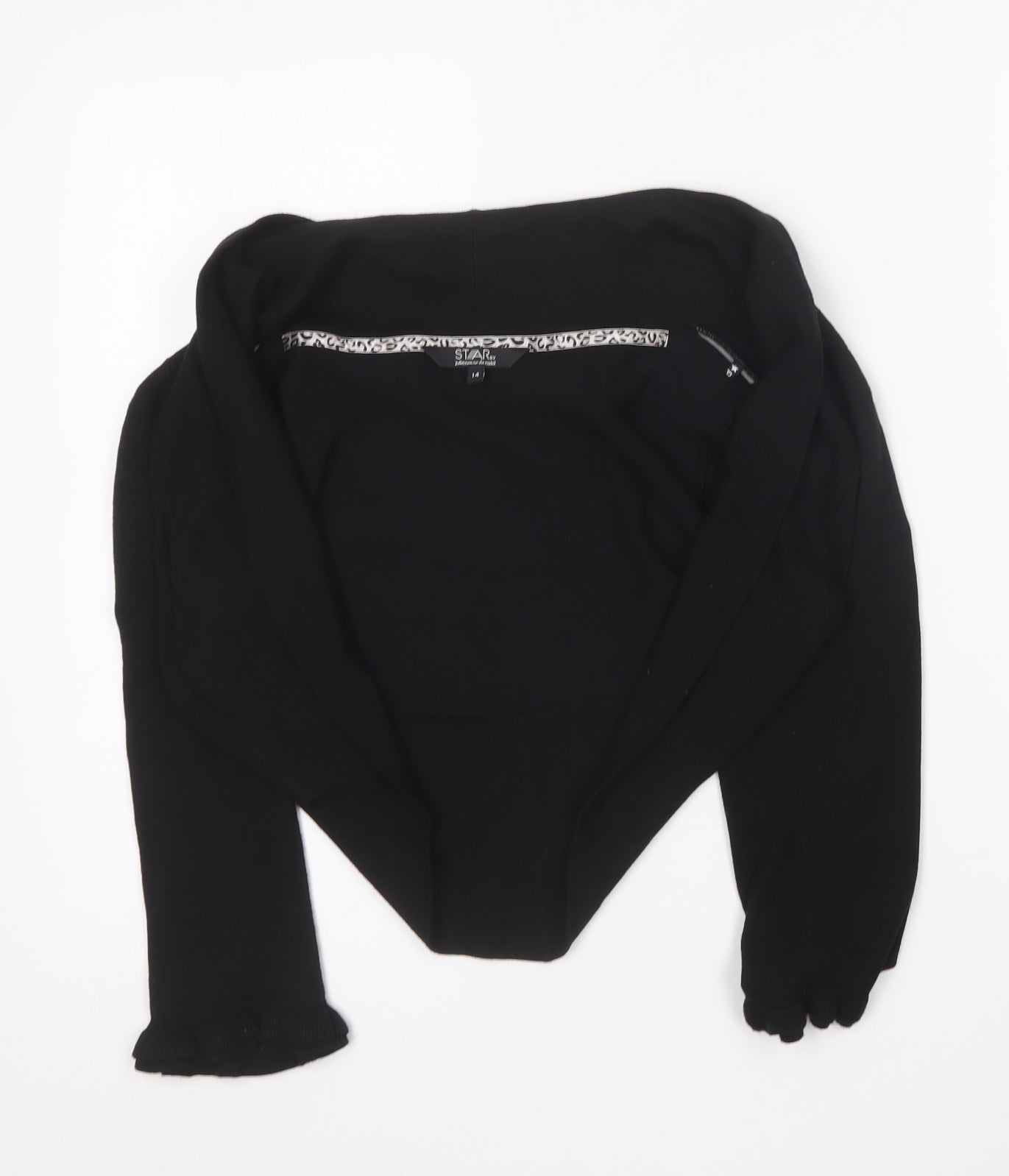 Star Womens Black Collared Viscose Cardigan Jumper Size 14