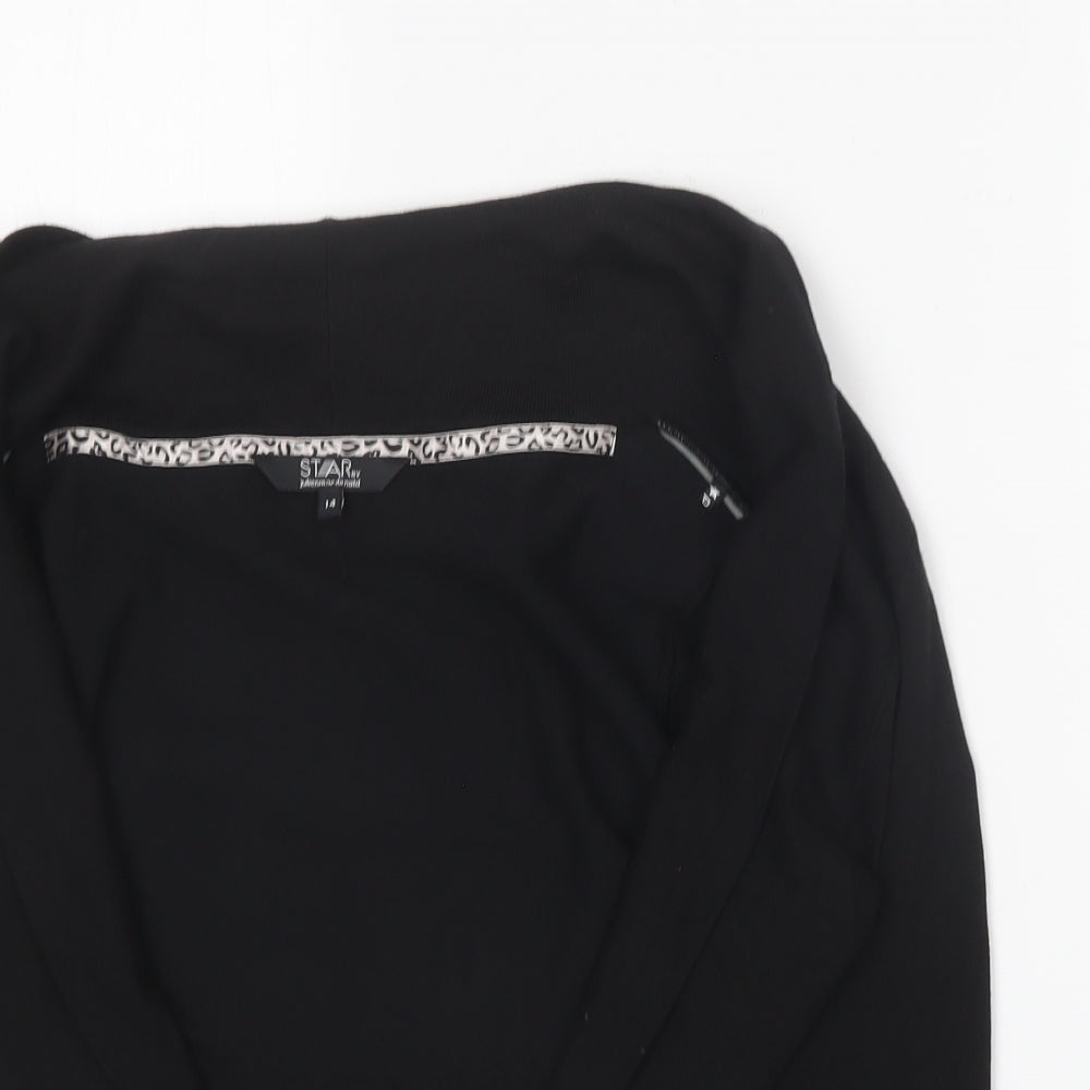 Star Womens Black Collared Viscose Cardigan Jumper Size 14