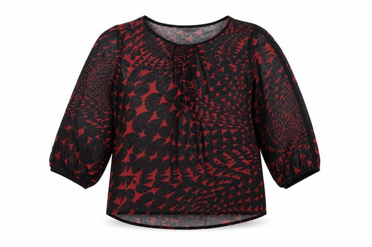 Marks and Spencer Womens Red Polyester Tunic Blouse Size 12 Round Neck