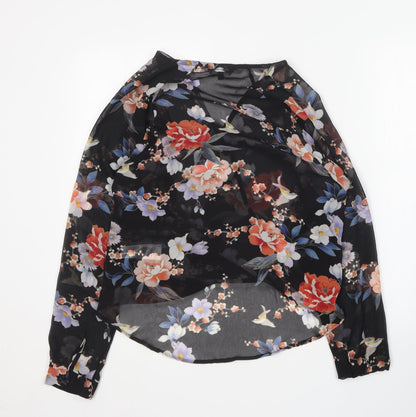 New Look Womens Multicoloured Floral Polyester Basic Blouse Size 8 V-Neck